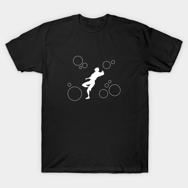 Bubbles Hibiki Falling White T-Shirt by Luma Designs